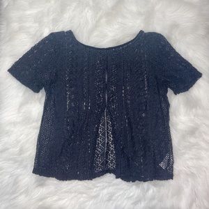American Eagle Outfitters Navy Blue Laced Top